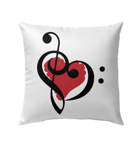 Treble Bass Red Heart   - Outdoor Pillow