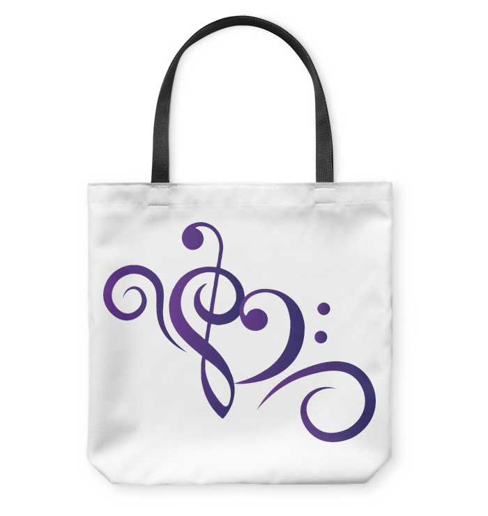 Treble Bass Heart Swirl - Basketweave Tote Bag