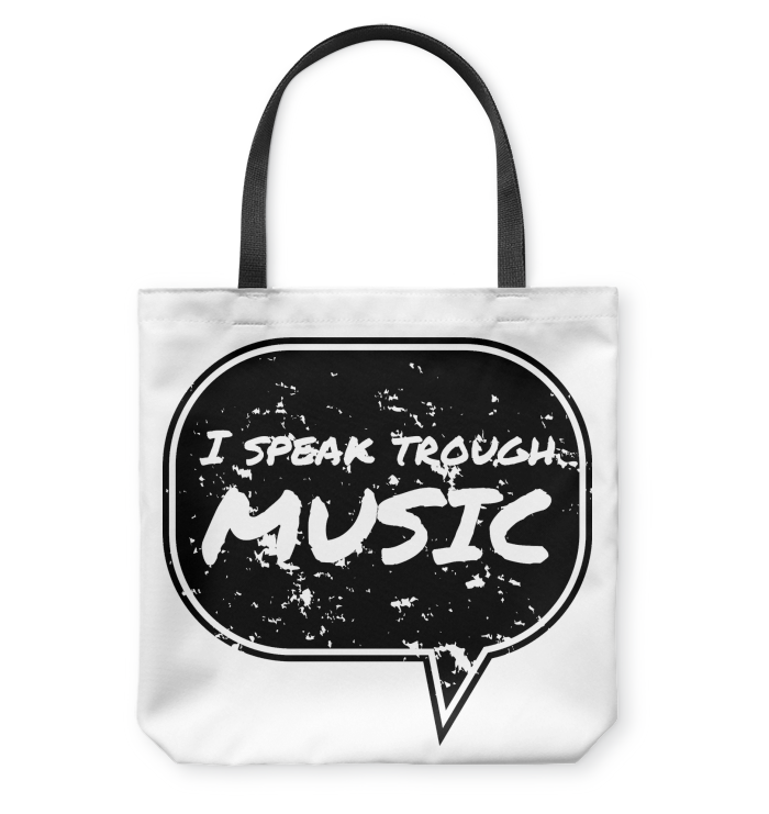 I speak through Music (Black)  - Basketweave Tote Bag