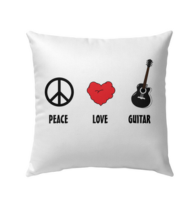 Peace Love Guitar - Outdoor Pillow