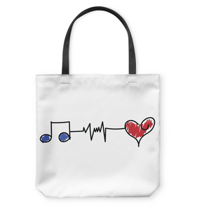 Musical Connections Blue - Basketweave Tote Bag