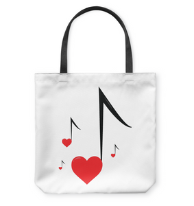 Four Floating Heart Notes  - Basketweave Tote Bag