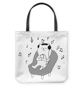 Chilin Kitty - Basketweave Tote Bag