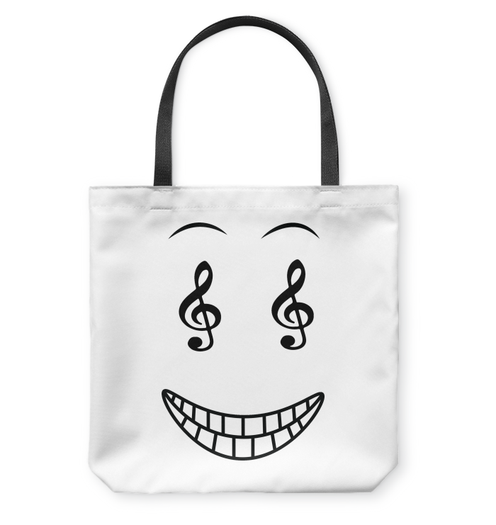 Happy Treble Face - Basketweave Tote Bag