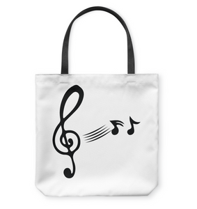Treble Clef with floating Notes  - Basketweave Tote Bag