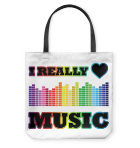 I Really Love Music - Basketweave Tote Bag
