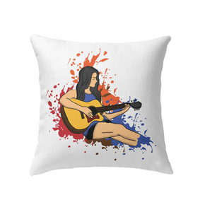 Girl Playing Guitar Splash - Indoor Pillow