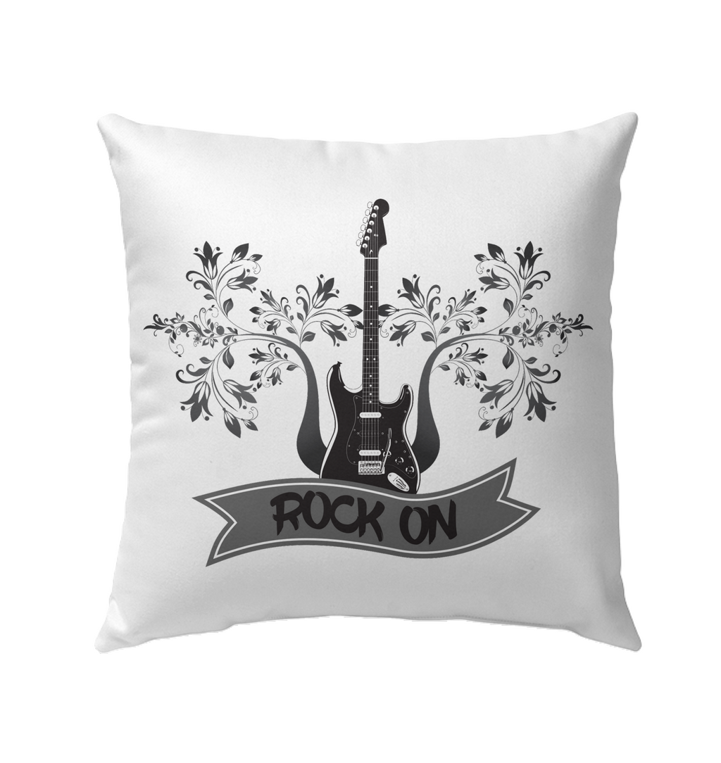 Rock On Electric Guitar - Outdoor Pillow