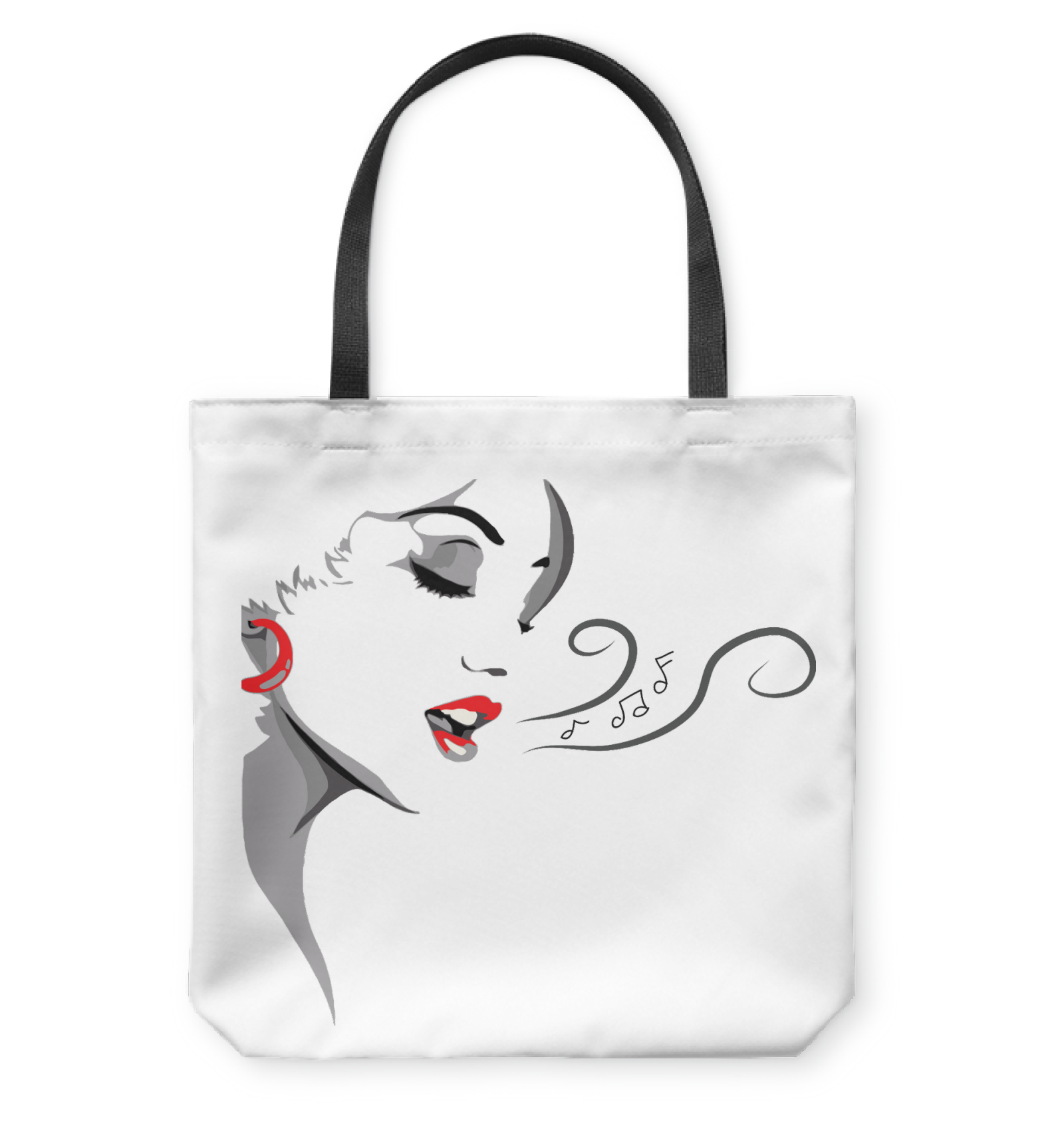 Woman Singing a Tune - Basketweave Tote Bag