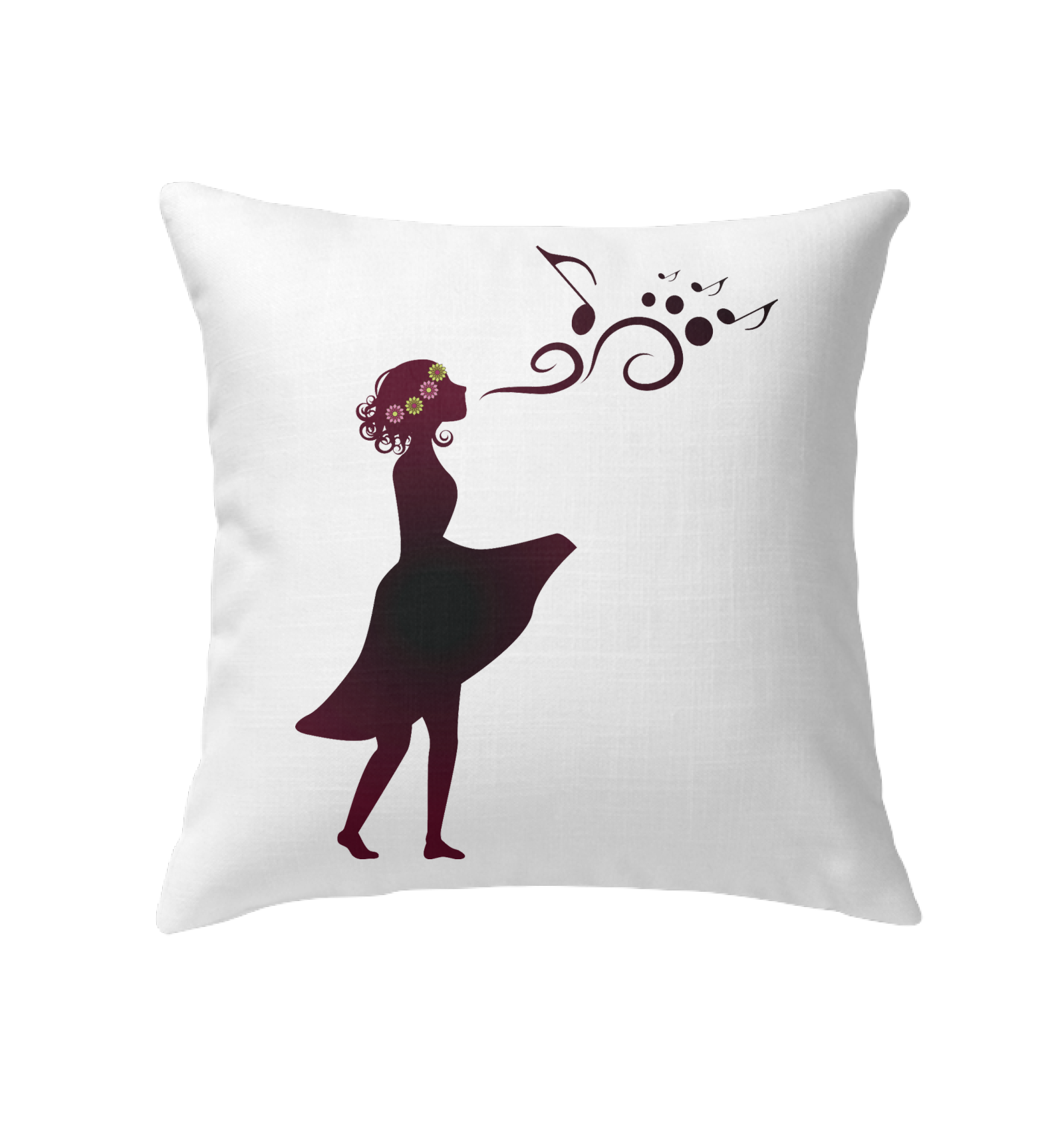 Girl Singing Silhouette - Indoor Pillow