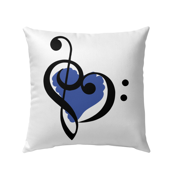 Treble Bass Blue Heart - Outdoor Pillow