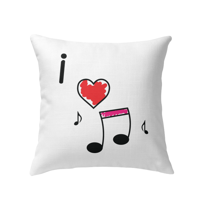 I Love Music Hearts and Fun - Indoor Pillow