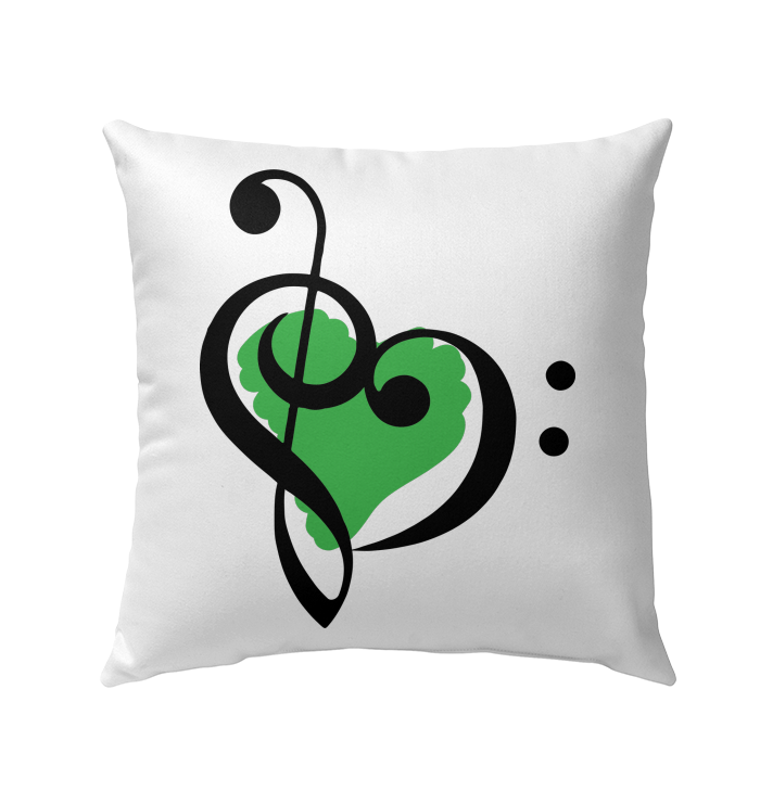 Treble Bass Green Heart - Outdoor Pillow