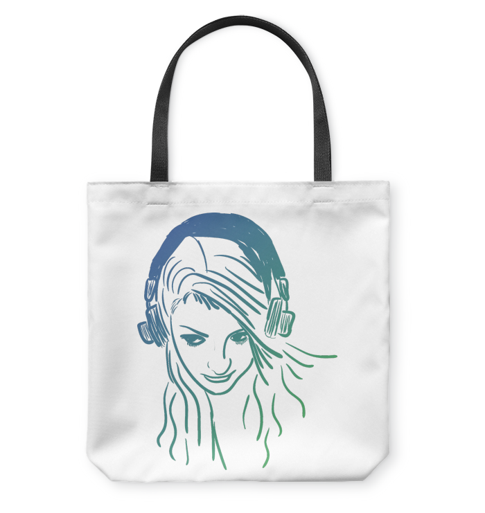 Listening to Music Sketch - Basketweave Tote Bag