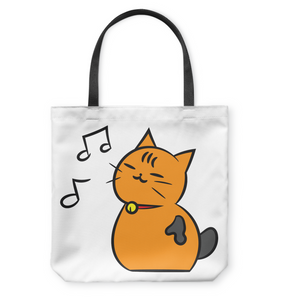 Singing Kitty - Basketweave Tote Bag