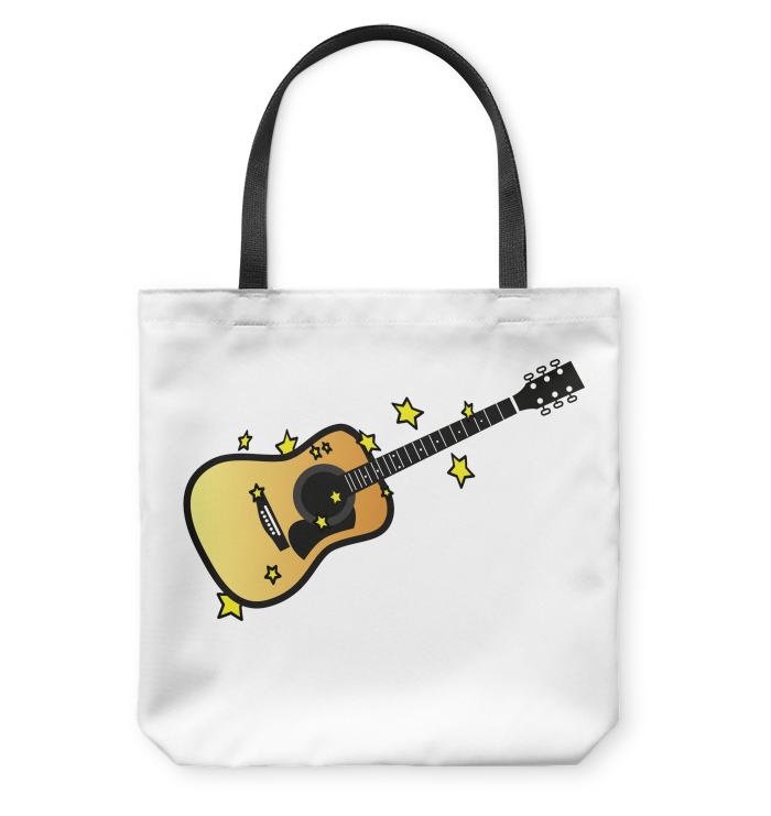 Acoustic Guitar in the Stars - Basketweave Tote Bag