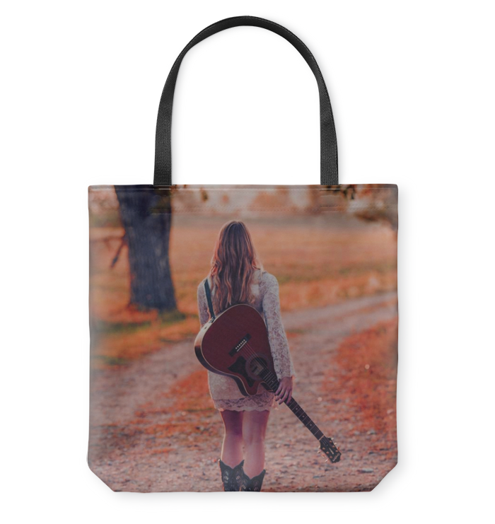 Walking with my Guitar - Basketweave Tote Bag