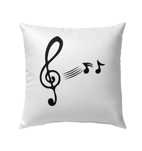 Treble Clef with floating Notes - Outdoor Pillow