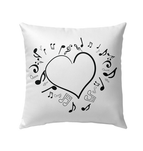 Floating Notes Heart Black - Outdoor Pillow