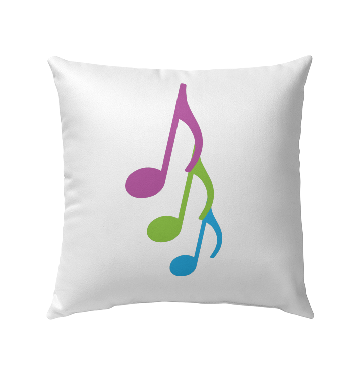 Three colorful musical notes - Outdoor Pillow