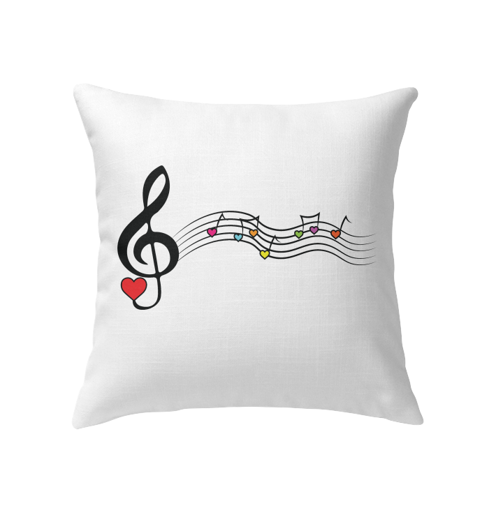 Musical Waves, Heart Notes and Colors - Indoor Pillow