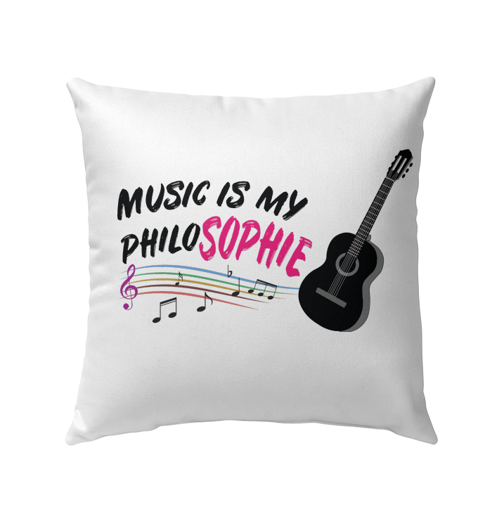 Music is my Philo-Sophie Colorful + Guitar - Outdoor Pillow