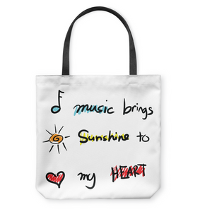 Music brings Sunshine to my Heart - Basketweave Tote Bag