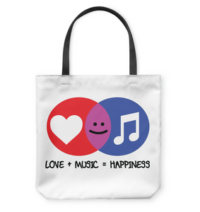Love and Music is Happiness - Basketweave Tote Bag