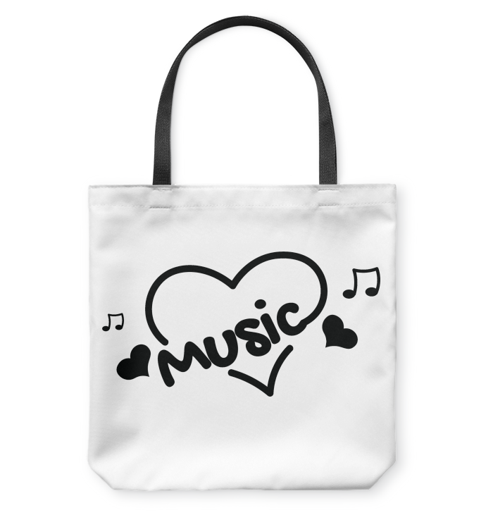 Music Hearts and Notes - Basketweave Tote Bag