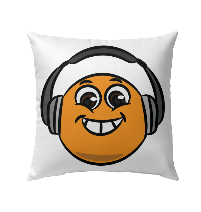 Eager Orange with Headphone - Outdoor Pillow