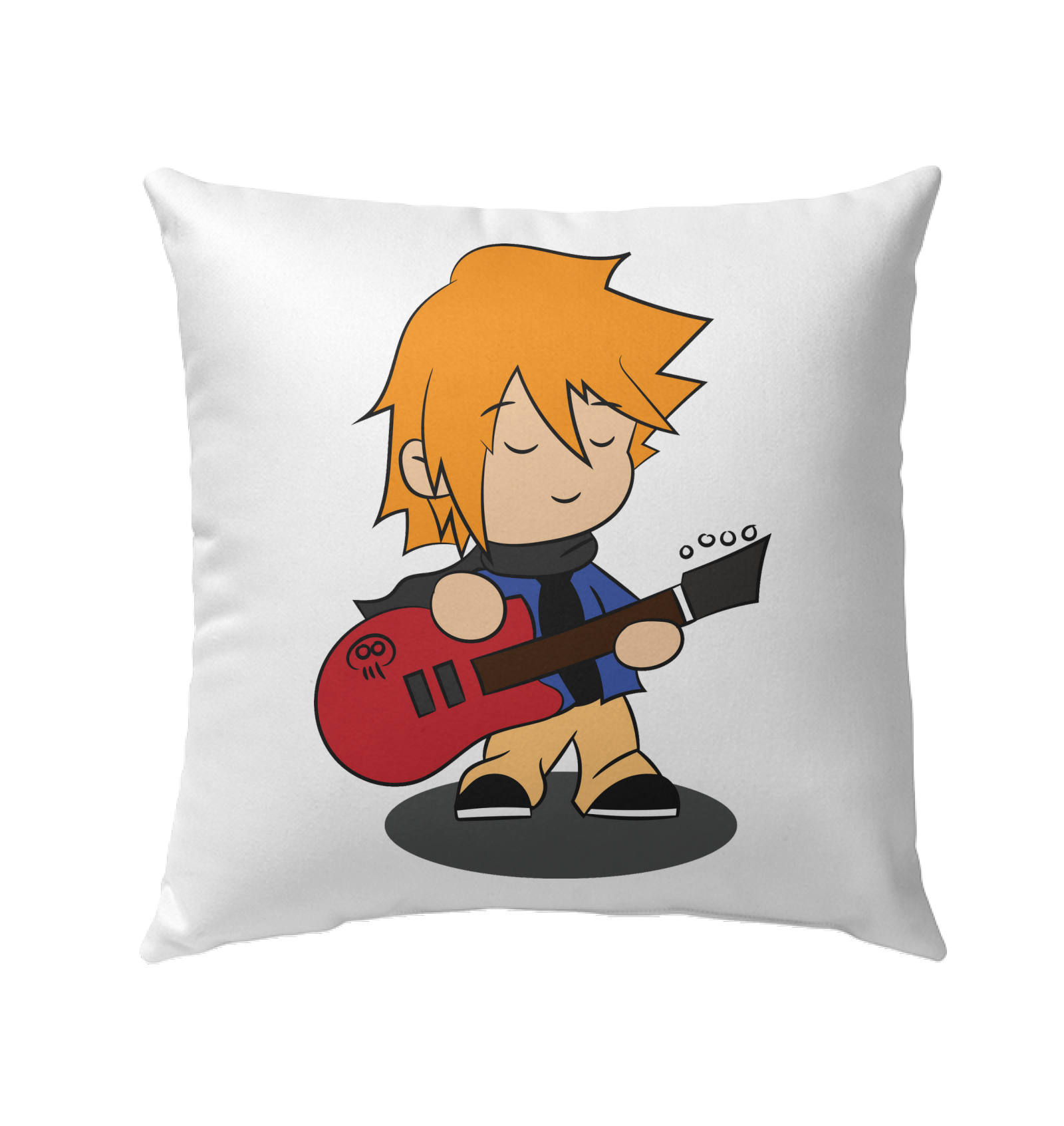 Boy with Guitar - Outdoor Pillow