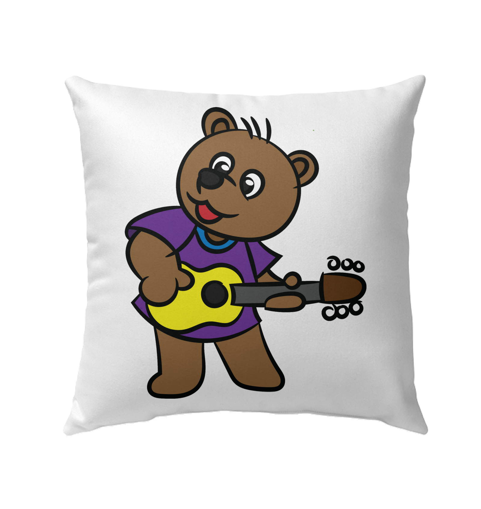 Bear Playing Guitar - Outdoor Pillow