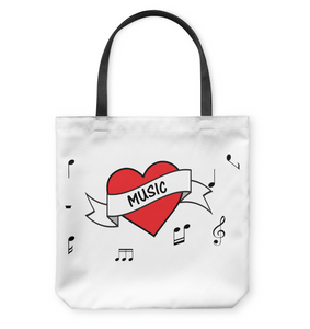 Musical Heart  - Basketweave Tote Bag