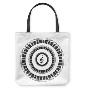 Piano Keys Circle - Basketweave Tote Bag