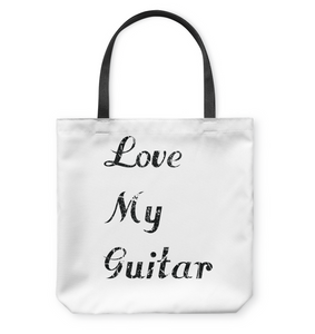 Love My Guitar simple and true - Basketweave Tote Bag