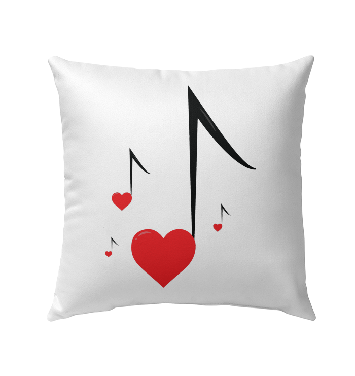 Four Floating Heart Notes  - Outdoor Pillow