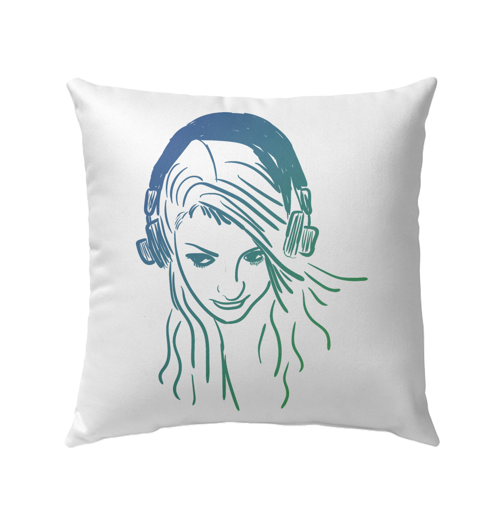 Listening to Music Sketch - Outdoor Pillow