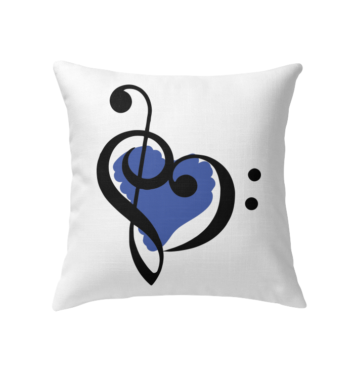 Treble Bass Blue Heart - Indoor Pillow