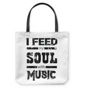 I Feed My Soul With Music - Basketweave Tote Bag