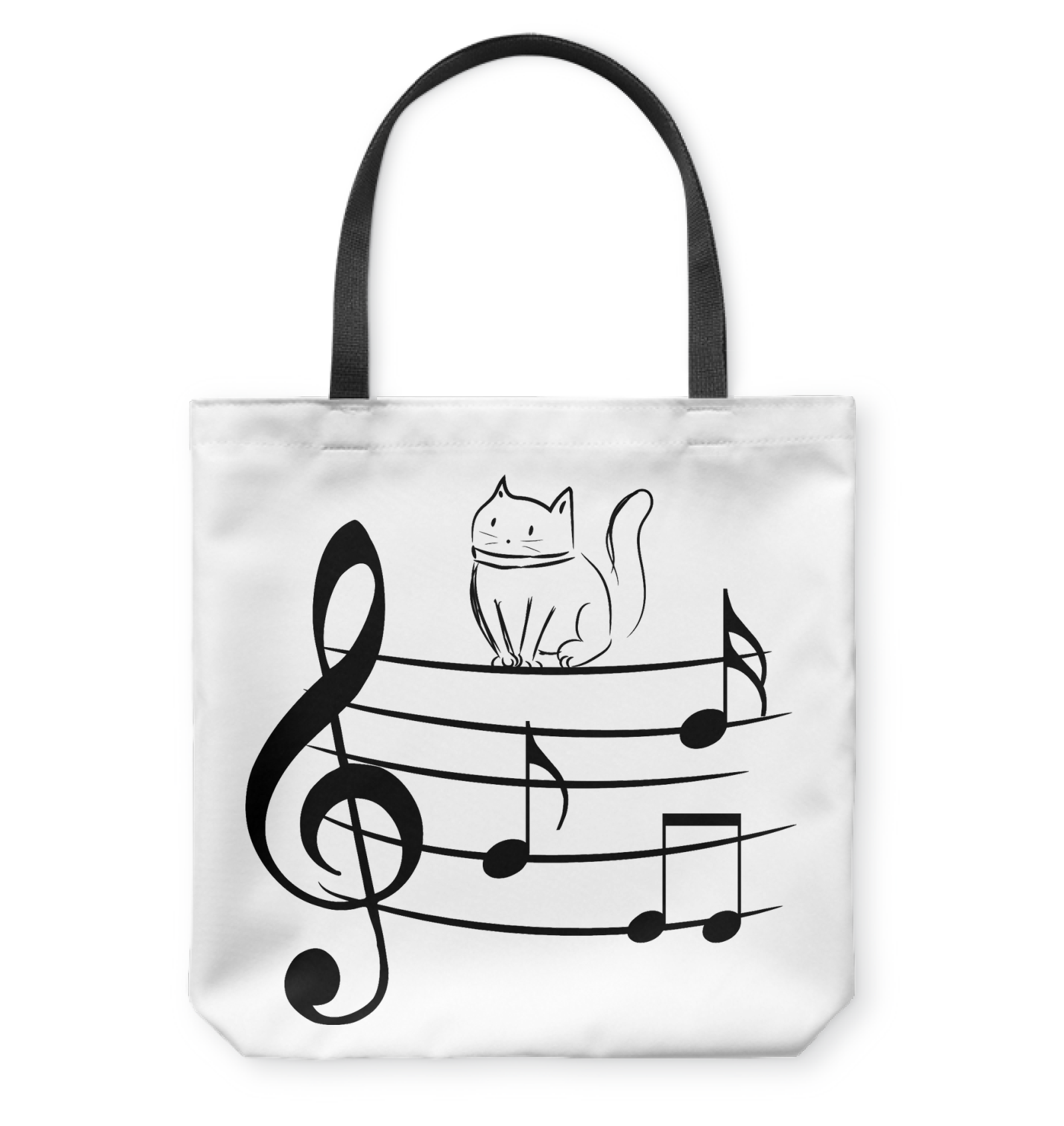 Kitty on a Staff - Basketweave Tote Bag