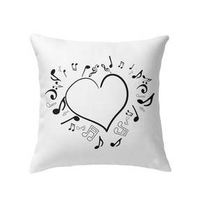 Floating Notes Heart Black - Indoor Pillow