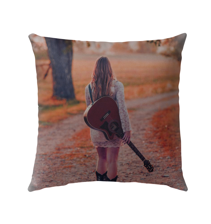 Walking with my Guitar - Outdoor Pillow