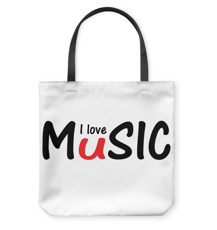 I love Music plain and simple - Basketweave Tote Bag